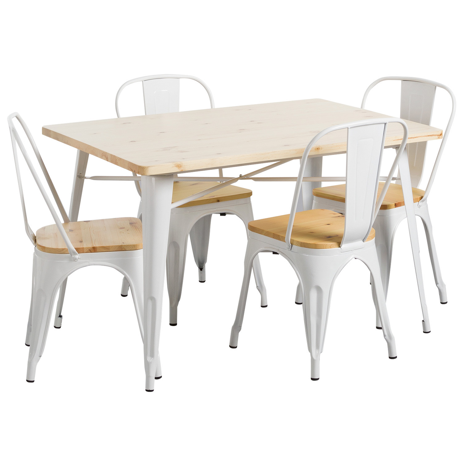Conjunto Comedor Mesa Rectangular y 4 Sillas Iron Wood Estilo industrial Thinia Home Conjuntos de Mesa y Sillas de Comedor 1